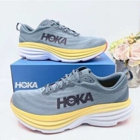 HOKA One One Bondi 8 Running Shoe Sneaker Goblin Blue/ Mountain Spring Men US 11 - Picture 1 of 10
